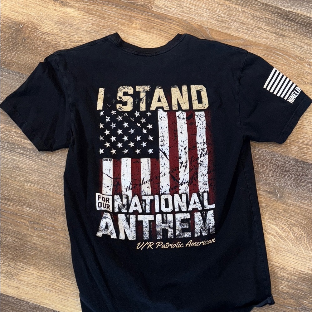 Patriotic American Black T-Shirt Nine Line size M